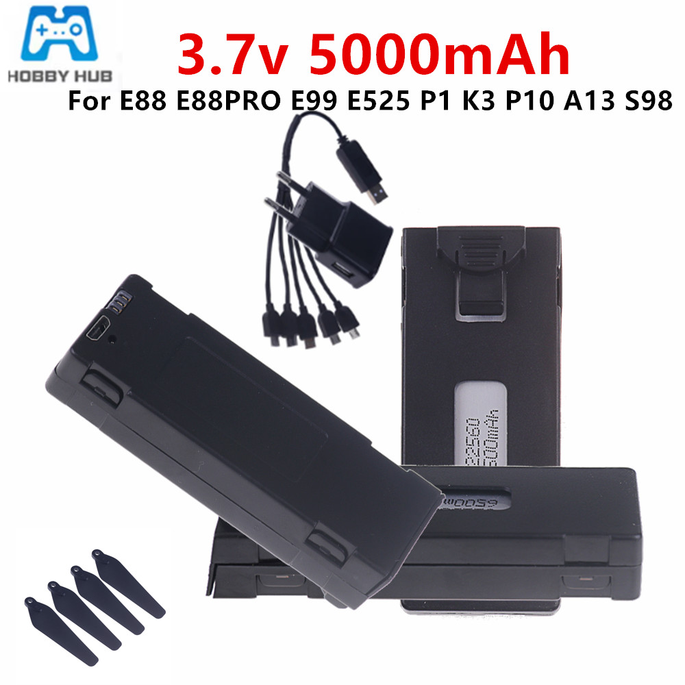 3.7V E88 5000mAh Rechargeable  - огляд і ціна Drone Rc E99 Pro